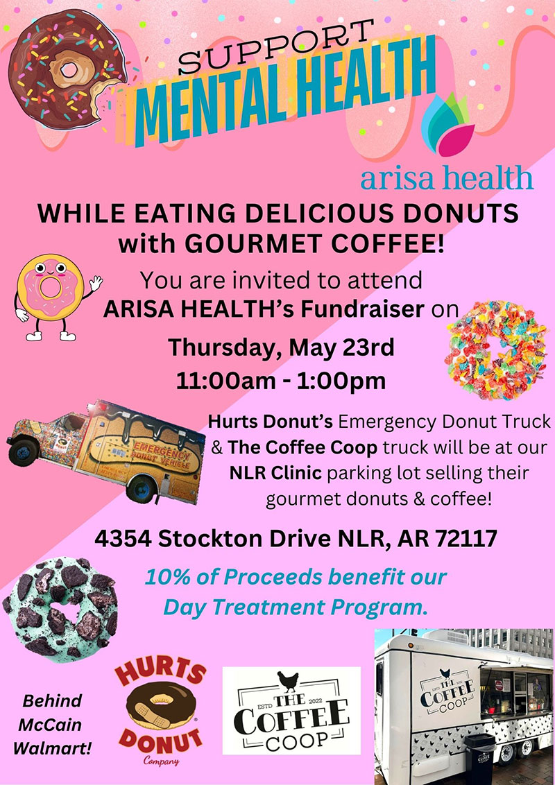 Fundraiser flyer showing donuts and event details (as described above)