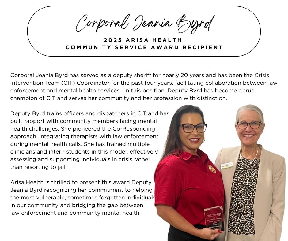 2025 Arisa Health Community Service Award Recipient — Corporal Jeania Byrd