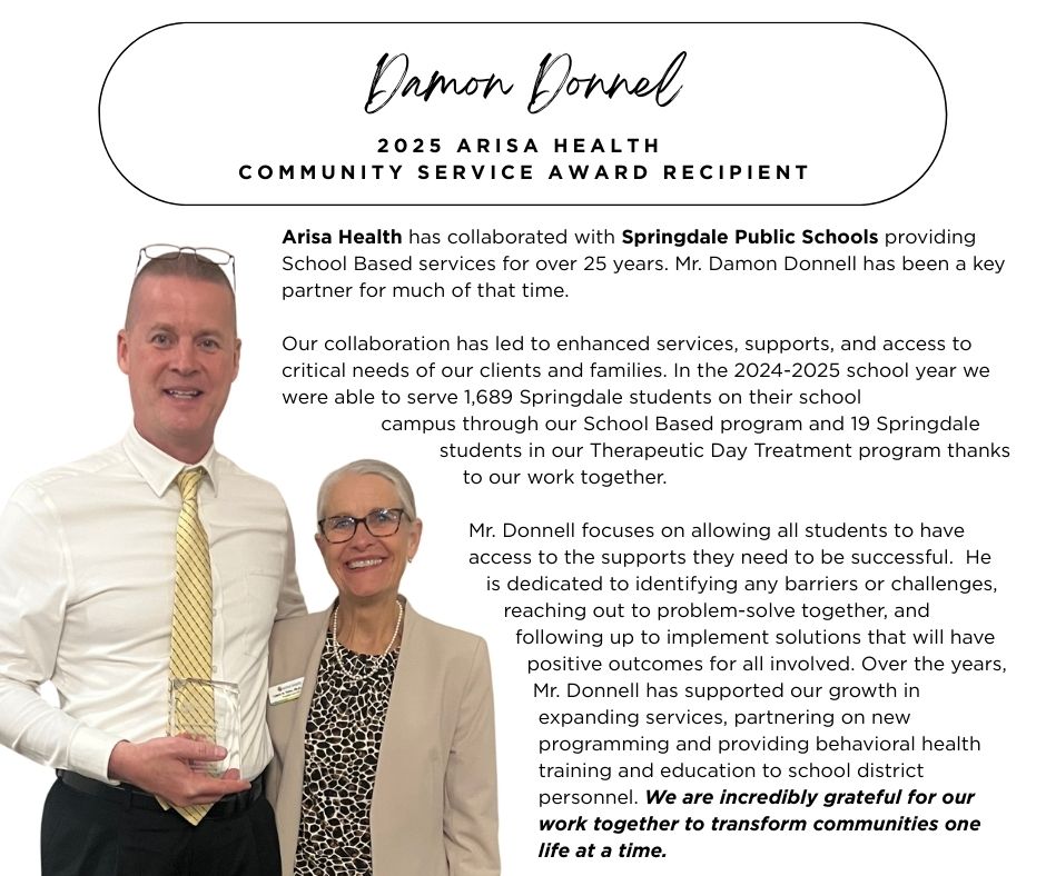2025 Arisa Health Community Service Award Recipient — Damon Donnel